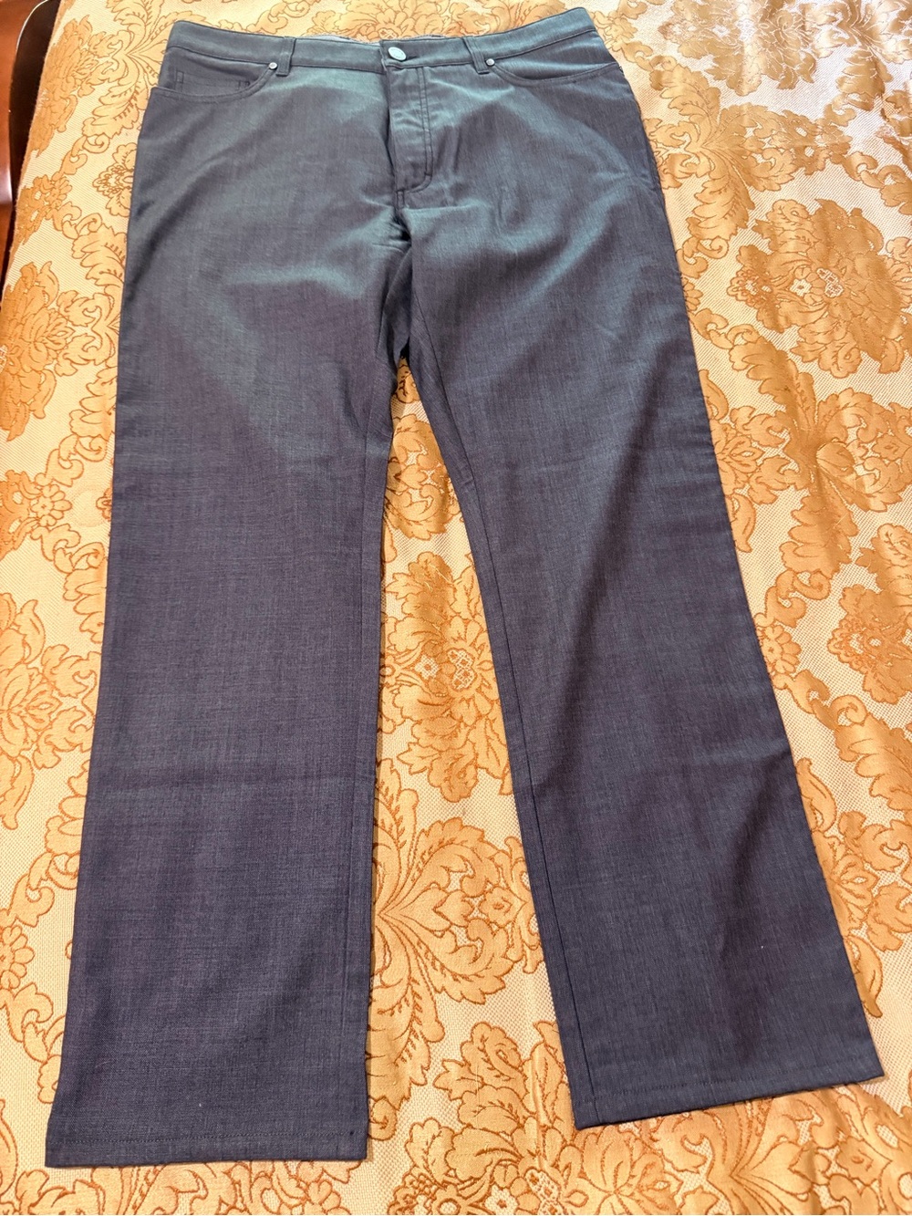 Ermenegildo Zegna Men's Wool Straight Leg 5-Pocket Pants, Dark Gray, Sz 38 x 32